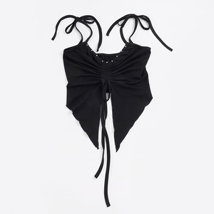 Top Corto Y2K para Mujer con Tachuelas, Sexy, Fruncido, con Cordón Ajustable, sin Mangas, de Punto Modal, con Hombros Atados - Product Image 6