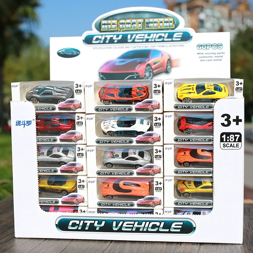 Set Promosi logam campuran, Set miniatur mobil mainan Die Cast Model belakang mobil mainan tarik mundur