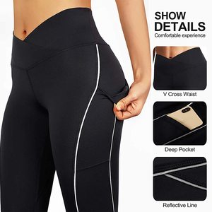 Mallas de gimnasio con logotipo personalizado para mujer, pantalones de yoga y entrenamiento con control de barriga, mallas ajustadas sin costuras para levantar glúteos - Product Image 3