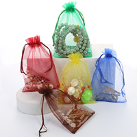 Op maat gemaakte organza mesh trekkoordtasjes met kwastjes, aangepaste logo-druk, aangepaste maat en kleur, sieradendoosje (fabriek)