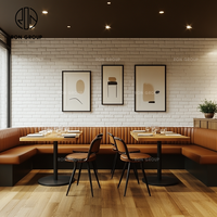 Meubles de restaurant et de café commerciaux Ron Group, table avec base en bois et métal, ensemble de chaises personnalisées, banquette en cuir capitonnée