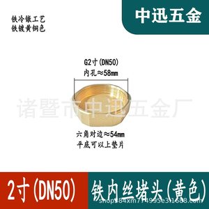<b>Iron</b> Internal Thread Plugs 4-2 Brass Finish Fully Threaded For General Industry - Product Image 2