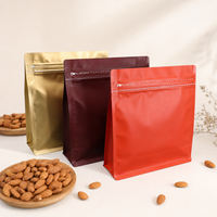 Sachet d'emballage alimentaire personnalisé imprimé en gros, à fond plat, à huit soudures latérales, avec fermeture éclair, pour snacks et noix, avec fermeture Ziplock