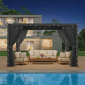 Pergola Gazebo 8x10 6x4m de qualité commerciale avec cadre en aluminium thermolaqué et système de toit réglable pour balcon - Product Image 3