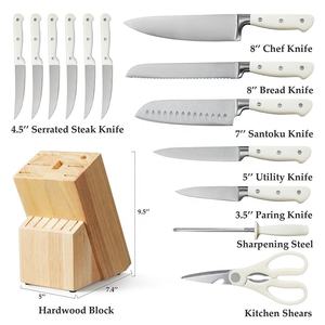 14 Pcs White Triple Rivet Ergonomic Handle <b>Sharp</b> Anti‑Rust Chef <b>Knives</b> <b>Set</b> Stainless Steel Kitchen <b>Knife</b> <b>Set</b> with Wooden Block - Product Image 6