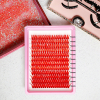 Extensions de cils, belle couleur rouge, faciles à éventailer, nouveau style, cils épanouis