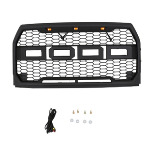 Rejilla de malla negra mate estilo Raptor 15-17 con emblema + luz LED apta para <span class=keywords><strong>Ford</strong></span> <span class=keywords><strong>F150</strong></span> para luces de parrilla <span class=keywords><strong>Ford</strong></span> <span class=keywords><strong>F150</strong></span> - Product Image 1
