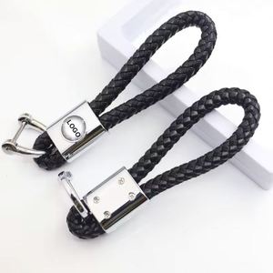 Porte-clés en cuir PU tissé à la main de haute qualité avec pendentif logo de voiture, personnalisable, en métal, vente en gros - Product Image 4