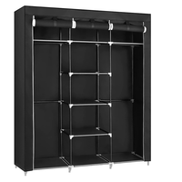 Armoire de rangement pliable en tissu à double niveau en métal, grande capacité de charge, pour vêtements d'enfants et salle de bain
