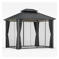 Vorhänge & Moskitonetz Outdoor-Pavillon Aluminium-Hardtop-Pavillon Wasserdichtes Aluminium für Villa Garten Restaurant Terrasse