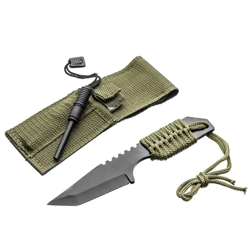 Hunting knife Tactical Pocket parachute cord lighter flint Outdoor survival kit flint stone Buckle Other Camping equipment