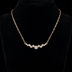 Collier Xinfly en or massif 18 carats avec diamant naturel, pendentif barre incurvée AU750, bijoux de luxe pour femmes, cadeau de mariage - Product Image 3
