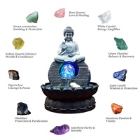 Fontaine d'intérieur élégante Ganesha Bouddha à cascade, cascade apaisante, LED, pour la maison, le bureau, ornements de fontaine de bureau