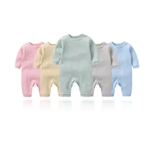 Wholesale Baby girl clothing rompers plain onesie long sleeve baby Newborn jumpers