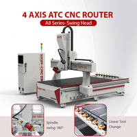 Máquina CNC de Grabado Automático en 3D de 4 Ejes, Router CNC para Tallado de Muebles, Fabricación de Puertas, Placas 3D, MDF, Acrílico