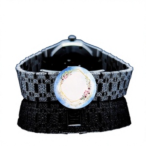 Reloj Inteligente Unisex ElvoraGems de Moda con Caja de Moissanita, Resistencia al Agua de 10 Bares, Pantalla de Cristal de Zafiro, Moissanita VVS y Acero Inoxidable - Product Image 1