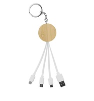 Grosir termurah hadiah bisnis ramah lingkungan bambu 3 in 1 Tipe C kabel pengisi daya Usb Tipe C Usb a gantungan kunci kabel pengisian