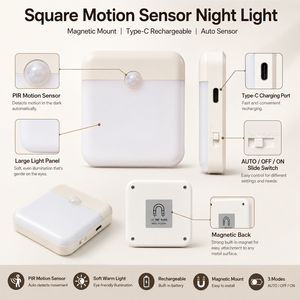 Luz Nocturna Recargable con Sensor de Movimiento, Luz LED de Pared con Montaje Magnético, Tipo C, para Armario, Dormitorio, Pasillo, B2B - Product Image 4