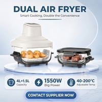 Système de cuisson portable 4-en-1 Air Fryer Crispi |   Bol en verre de 4,1 à 5 L avec couvercles de rangement, compatible micro-ondes