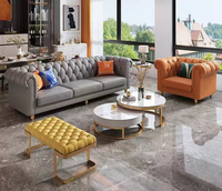 Sofa Ruang Tamu Modern Gaya Amerika, Mewah Ringan Napapi Pull Buckle, Kombinasi Sederhana untuk Apartemen Kecil, Terkenal di Internet
