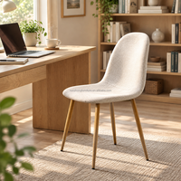 Chaise de salle à manger moderne en tissu avec dossier incurvé, assise rembourrée et pieds coniques couleur bois pour restaurant, café, maison