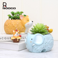 Roogo En gros Jardinières d'intérieur en résine à motif animal (Mouton, Poisson, Cochon) pour plantes succulentes, pot de fleurs décoratif de bureau