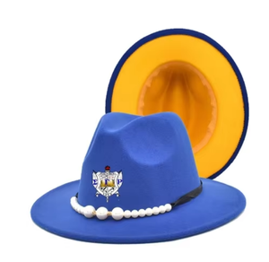 Sigma Gamma Rho Pearls Fedoras Lime Greek Sorority SGRho Shield Logo Mujeres <span class=keywords><strong>Azul</strong></span> Amarillo <span class=keywords><strong>Lana</strong></span> Sombreros <span class=keywords><strong>de</strong></span> fieltro Señoras Sombrero <span class=keywords><strong>de</strong></span> vaquero ancho - Product Image 1