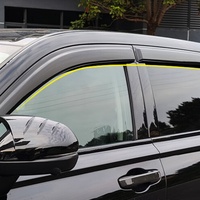 Pare-pluie et pare-soleil KQD en fibre de carbone 3D polie, en PC, auto-adhésif 3M, lot de 4 pièces pour Toyota Hilux Revo
