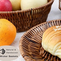 Petits paniers en osier, paniers à pain pour le service, organisateur décoratif de stockage de nourriture de casse-croûte de fruit de rotin tissé à la main pour la cuisine