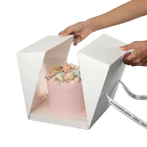 Vendita all'ingrosso di scatole pop per torta di natale personalizzate all'ingrosso per torta con finestra trasparente chiara scatola per torta a tazza