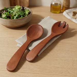 Ensemble de couverts de voyage vintage en bois poli à la main avec votre logo imprimé, pour usage d'urgence, personnalisé, durable, trois pièces - Product Image 1