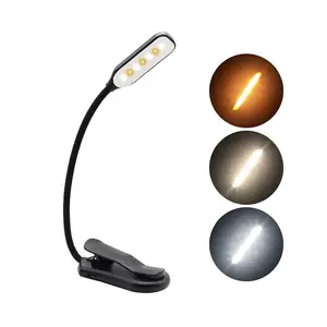 Rechargeable Book Light Mini 7 LED Reading Light 3-Level Warm Cool White Flexible Easy Clip Lamp Read Night Reading Lamp in Bed