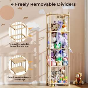 Organisateur de rangement pour animaux en <span class=keywords><strong>peluche</strong></span> pour enfants, étagère de rangement pour jouets en bois de pin massif avec étagères amovibles, grand support pour animaux en <span class=keywords><strong>peluche</strong></span> - Product Image 3