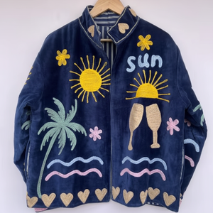 Vêtements d'hiver de haute qualité de style bohème hippie indien pour femmes, meilleur nouveau motif en velours, veste brodée Suzani unisexe - Product Image 1