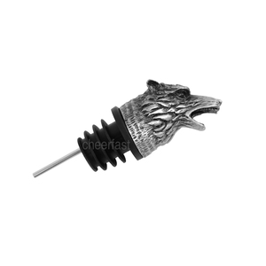 Verseur de bouteille de vin en forme d'animal loup, personnalisé, aérateur de vin, tête d'ours en acier inoxydable, verseur de vin en or - Product Image 1