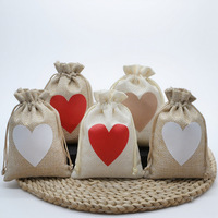 Sacs d'emballage en coton et lin à cordon pour bonbons de Noël, pochettes cadeaux textiles tendance