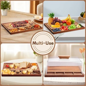 Cross-border wooden dessert plate, solid wood tasting plate, home desktop wooden <b>tray</b>, creative dual-purpose wooden <b>snack</b> plate - Product Image 2