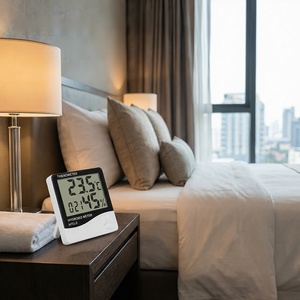 LONN HTC-2 デジタル温湿度計 デュアル温度計 室内/屋外 快適指数 アラームクロック LCDディスプレイ 高精度 1 ABS ホーム - Product Image 1