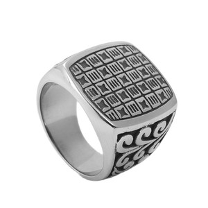 Yunnique – bague carrée en acier inoxydable pour hommes, style rétro Punk géométrique, couleur argent, bijoux cadeau, 213014 - Product Image 5