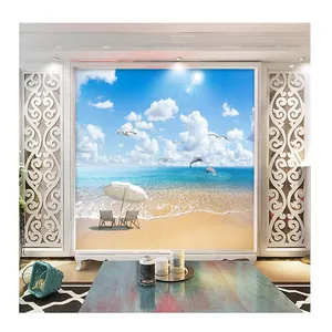 KOMNNI Custom Any Size Beach Spray Seascape Photo Mural Wall Cloth Living Room TV Sofa Home Decoration Waterproof 3D Wallpaper