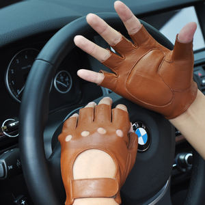 Gants de moto sportifs mi-doigts en cuir de mouton personnalisés en usine pour l'extérieur - Product Image 3