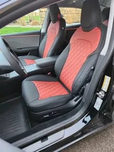 Housse de siège de voiture en cuir Nappa de luxe, sur mesure, pour <span class=keywords><strong>Tesla</strong></span> Model Y 2021-<span class=keywords><strong>2022</strong></span>, imperméable, avant et arrière, rouge - Product Image 2