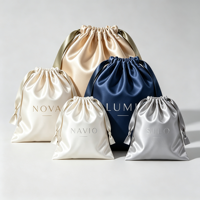 Sac en satin de soie avec logo personnalisé, sac à cordon en satin de luxe, sac anti-poussière en soie pour bijoux, cosmétiques, perruques, emballage cadeau