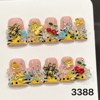 426-430 Faux ongles en acrylique réutilisables faits main, motif canard, 10 pièces, avec colle, design carré