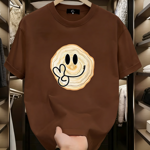 T-shirt da <span class=keywords><strong>uomo</strong></span> Hip Hop Creative Tree Ring Smiley con grafica del simbolo della pace, in cotone, a maniche corte, stile streetwear - Product Image 4