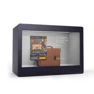 Chariot Tech 15英寸透明lcd屏幕展示盒，用于广告展示。