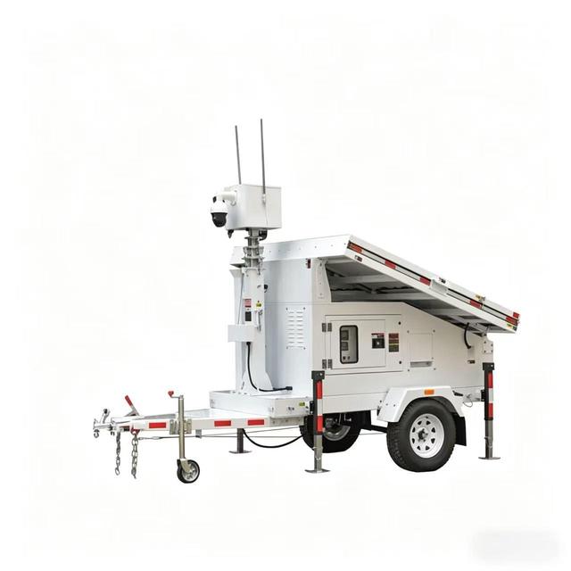 Custom Towable Solar Mobile Trailer Off Grid Remote CCTV Security Tower Solar Monitoring Trailer