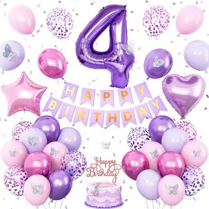 Palloncini in Alluminio per <span class=keywords><strong>2</strong></span>° <span class=keywords><strong>Compleanno</strong></span>, Design Farfalla Stella Cuore, Colori Rosa/Viola, Striscione <span class=keywords><strong>Buon</strong></span> <span class=keywords><strong>Compleanno</strong></span> per Decorazioni Festa <span class=keywords><strong>2</strong></span> Anni - Product Image 5