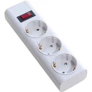 OEM European Standard Power Strip Electrical Socket EU Plug 2 Pin 3 Way Outlet 1.5m Wholesale Extension Board Socket with Switch