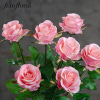 Vente en gros de fleurs artificielles modernes en soie, roses réalistes faites à la main, 46 cm, rouge/rose/blanc/vert/abricot, pour mariage, événements, décoration de la maison